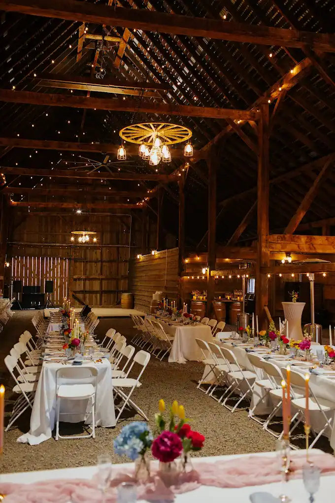 photos inside the barn at smith farm weddings